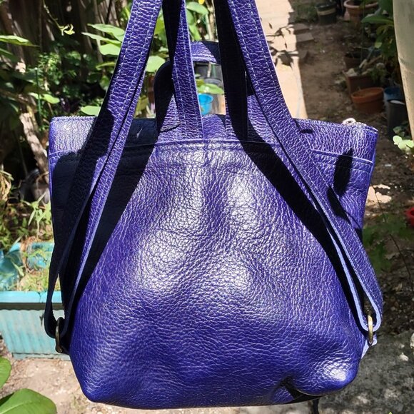 Portland Leather Small Tote Backpack, Cobalt blue, NWT - Picture 3 of 11